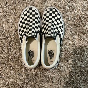 Checkered slip on vans